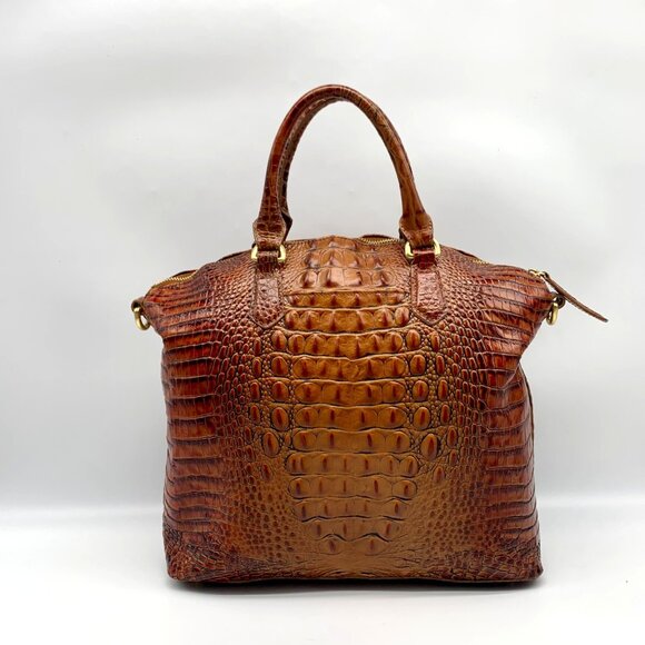 Brahmin Pecan Melbourne Croc Embossed Duxbury Domed Satchel - Picture 2 of 10